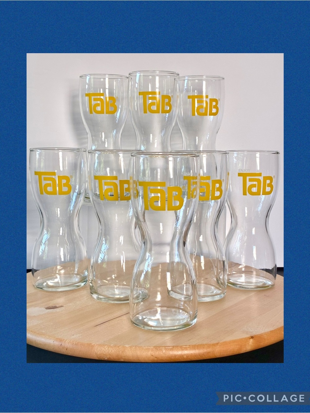 Vintage ENJOY TaB Logo Pint Glasses - Set of 8